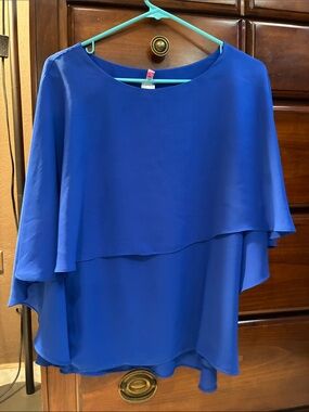 Women's Royal Blue Layered Flutter Sleeve Tunic Top